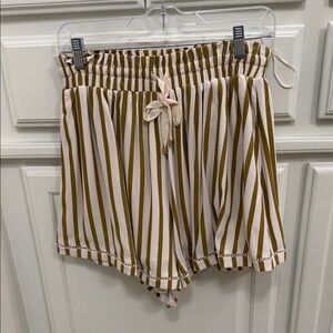 Striped Drawstring Women’s Shorts - Cream & Olive from Anthropologie